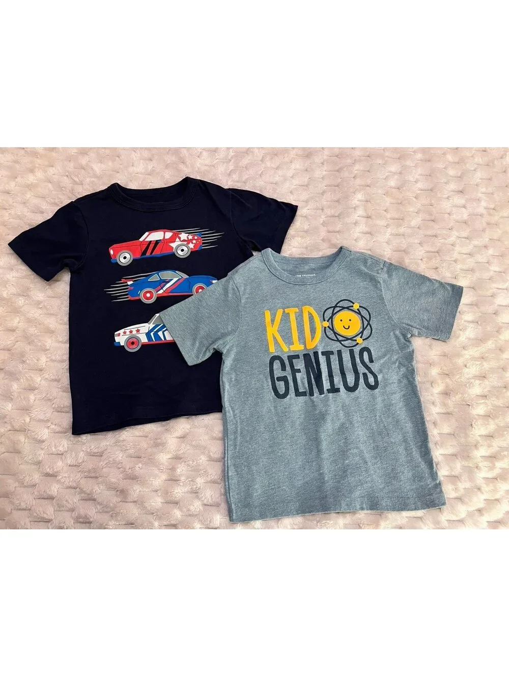 TCP Toddler Boy Short Sleeve T-Shirt Set, 2k (3T); Race Cars & Kid Genius